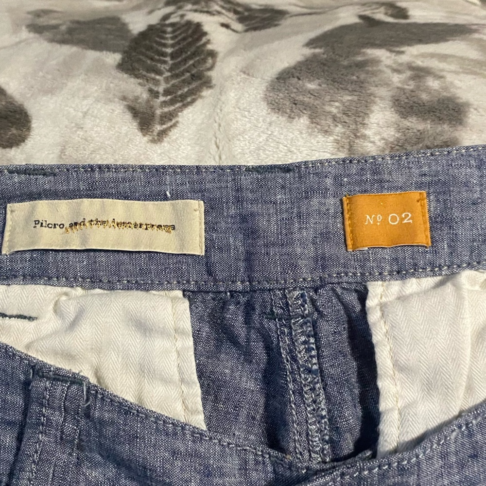 Pilcro And The Letterpress Anthropologie Pant Women Size2 Blue Linen‎ Wide Leg - Picture 7 of 7